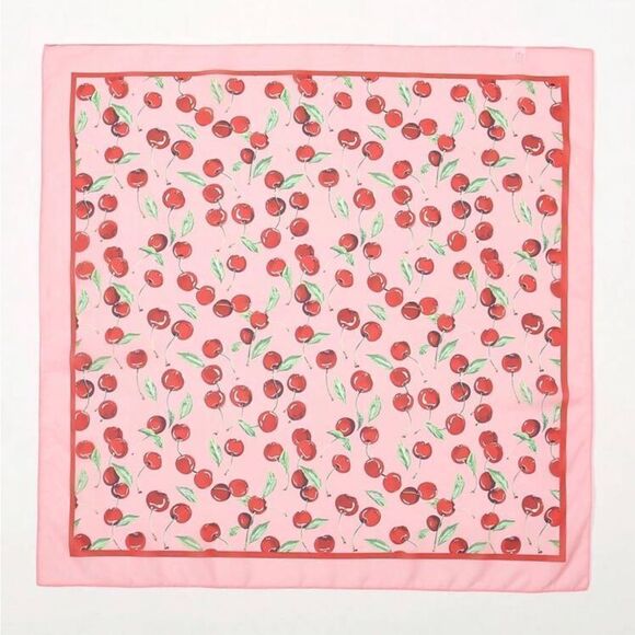 Cherry Print Pink Scarf P2 - Picture 2 of 6